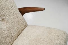 Mid Century Sofa with Sheepskin Upholstery Denmark 1950s - 4556538