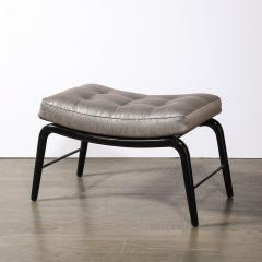 Mid Century Splayed Leg Sculptural Bench W Button Detailing in Ebonized Walnut - 3645273