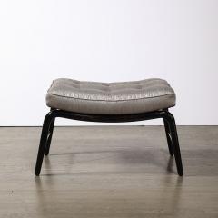 Mid Century Splayed Leg Sculptural Bench W Button Detailing in Ebonized Walnut - 3645285