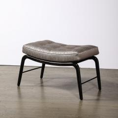 Mid Century Splayed Leg Sculptural Bench W Button Detailing in Ebonized Walnut - 3645295