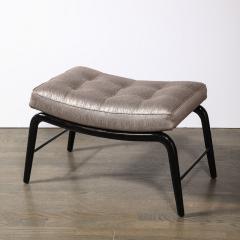 Mid Century Splayed Leg Sculptural Bench W Button Detailing in Ebonized Walnut - 3645309