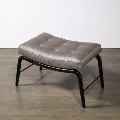 Mid Century Splayed Leg Sculptural Bench W Button Detailing in Ebonized Walnut - 3645315