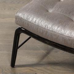 Mid Century Splayed Leg Sculptural Bench W Button Detailing in Ebonized Walnut - 3645379