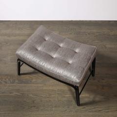 Mid Century Splayed Leg Sculptural Bench W Button Detailing in Ebonized Walnut - 3645386