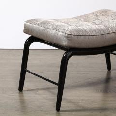 Mid Century Splayed Leg Sculptural Bench W Button Detailing in Ebonized Walnut - 3645389