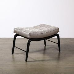 Mid Century Splayed Leg Sculptural Bench W Button Detailing in Ebonized Walnut - 3645403