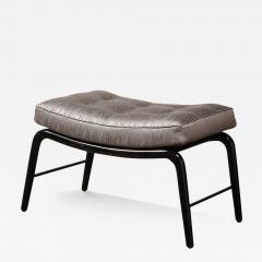 Mid Century Splayed Leg Sculptural Bench W Button Detailing in Ebonized Walnut - 3646325