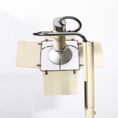 Mid Century Studio Floor Lamp W Adjustable Reflectors in Off White Enamel - 4038294