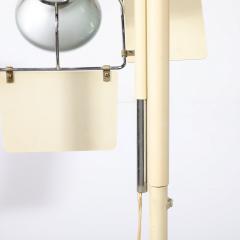 Mid Century Studio Floor Lamp W Adjustable Reflectors in Off White Enamel - 4038295