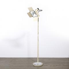 Mid Century Studio Floor Lamp W Adjustable Reflectors in Off White Enamel - 4038303