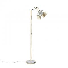 Mid Century Studio Floor Lamps W Adjustable Reflectors in Off White Enamel - 3926256