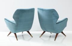 Mid Century Style Armchairs Walnut and brass sabots  - 2574961