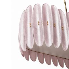 Mid Century Style Ceiling Lamp in Brass and Pink Murano Scova Glass Italy - 4617766