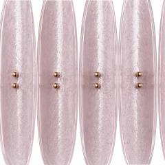 Mid Century Style Ceiling Lamp in Brass and Pink Murano Scova Glass Italy - 4617767