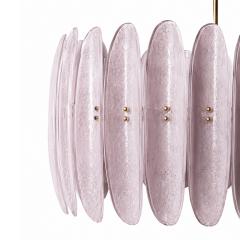 Mid Century Style Ceiling Lamp in Brass and Pink Murano Scova Glass Italy - 4617768
