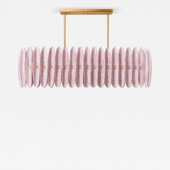 Mid Century Style Ceiling Lamp in Brass and Pink Murano Scova Glass Italy - 4619023