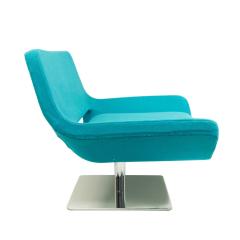 Mid Century Style Modern Blue Armchair with Chrome Base - 4666649
