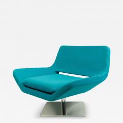Mid Century Style Modern Blue Armchair with Chrome Base - 4729164