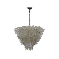 Mid Century Style Transparent Murano Glass And Brass Italian Suspension Lamp - 4558841
