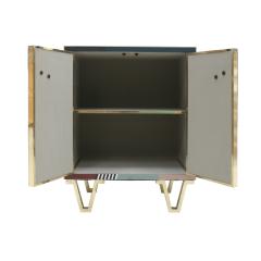 Mid Century Style Wood Colored Glass and Brass Pair of Italian Sideboards - 1967075