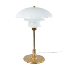 Mid Century Swedish Modern style Geometric Glass and Brass Desk Lamp - 4735425