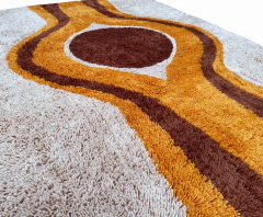 Mid Century Swedish Style Rya Area Shag Rug in Modern Design - 2567684