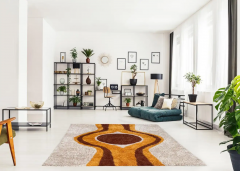 Mid Century Swedish Style Rya Area Shag Rug in Modern Design - 2567687