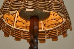 Mid Century Table Lamp in Wrought Iron with Woven Rattan Shade 1960s - 4677175