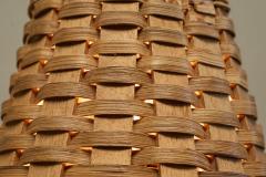 Mid Century Table Lamp in Wrought Iron with Woven Rattan Shade 1960s - 4677177