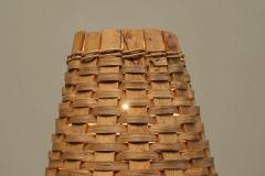 Mid Century Table Lamp in Wrought Iron with Woven Rattan Shade 1960s - 4677178