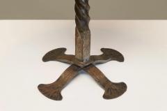 Mid Century Table Lamp in Wrought Iron with Woven Rattan Shade 1960s - 4677202