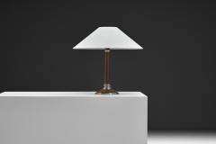 Mid Century Table Lamp with Wood and Steel Stem Denmark 1960s - 4746910