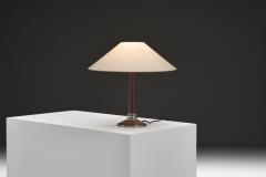 Mid Century Table Lamp with Wood and Steel Stem Denmark 1960s - 4746911
