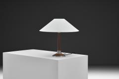 Mid Century Table Lamp with Wood and Steel Stem Denmark 1960s - 4746912