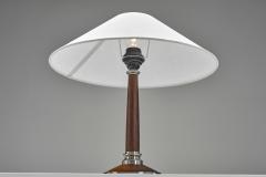 Mid Century Table Lamp with Wood and Steel Stem Denmark 1960s - 4746919
