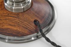Mid Century Table Lamp with Wood and Steel Stem Denmark 1960s - 4746920