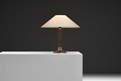 Mid Century Table Lamp with Wood and Steel Stem Denmark 1960s - 4747519
