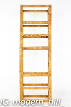 Mid Century Tall Cane and Glass Etagere Shelf - 2354730