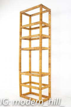 Mid Century Tall Cane and Glass Etagere Shelf - 2354731