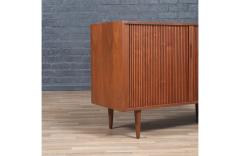 Mid Century Tambour Door Walnut Credenza - 4256648