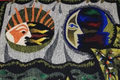 Mid Century Tapestry Signed Lurcat 3 10 x 7 8  - 4241352