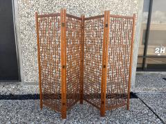 Mid Century Teak Four Panel Room Divider Screen - 4755756