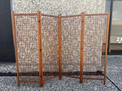 Mid Century Teak Four Panel Room Divider Screen - 4755760