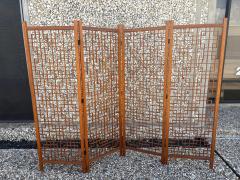 Mid Century Teak Four Panel Room Divider Screen - 4755811