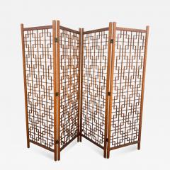 Mid Century Teak Four Panel Room Divider Screen - 4758917