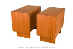 Mid Century Teak Pair Nightstands Cabinets Tables - 3406199