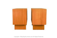 Mid Century Teak Pair Nightstands Cabinets Tables - 3406210