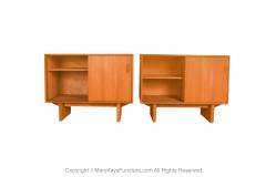 Mid Century Teak Pair Nightstands Cabinets Tables - 3406211