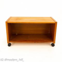 Mid Century Teak Rolling Record Storage Media Console - 1871314