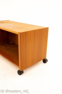 Mid Century Teak Rolling Record Storage Media Console - 1871315